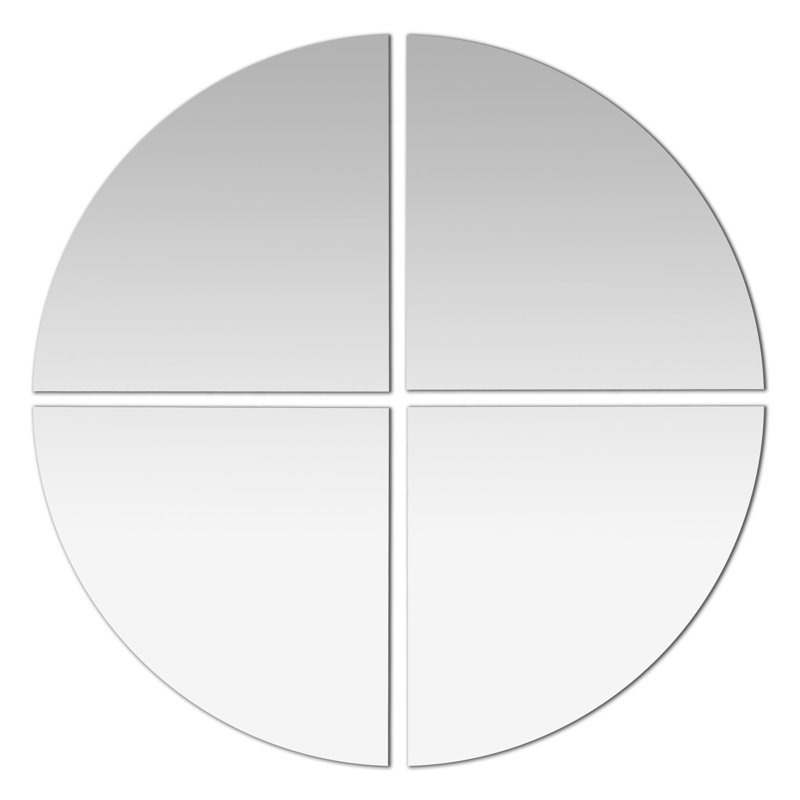 Latitude Run® Peel and Stick Mirror Tiles, Four Quarters Circular